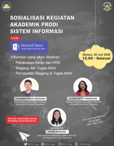 Sosialisasi Kegiatan Akademik Prodi SI Gasal 2020/2021