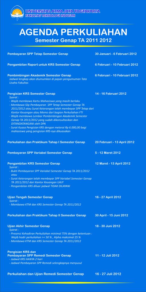 agenda perkuliahan genap 2011 2012